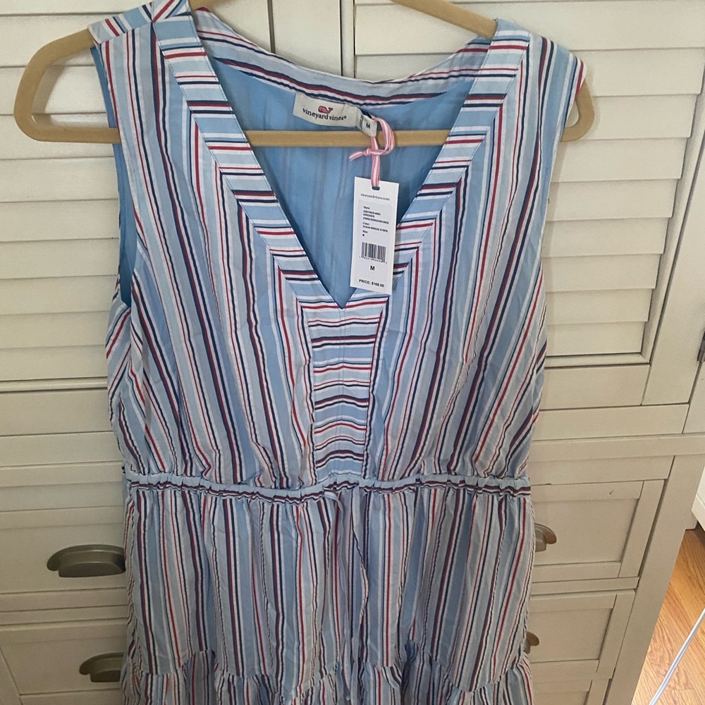 Vineyard Vines Light Blue Striped Midi Dress
